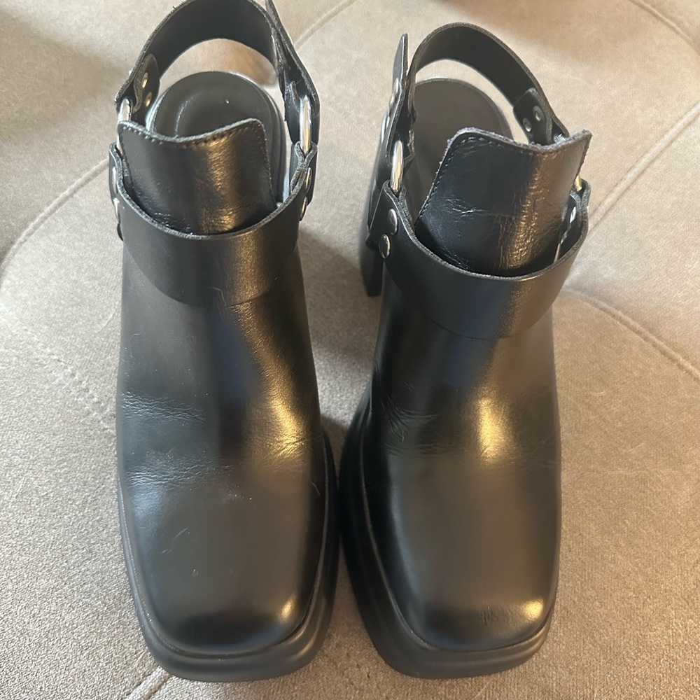 Free People Black Leather Platform Heels - Picture 8 of 12